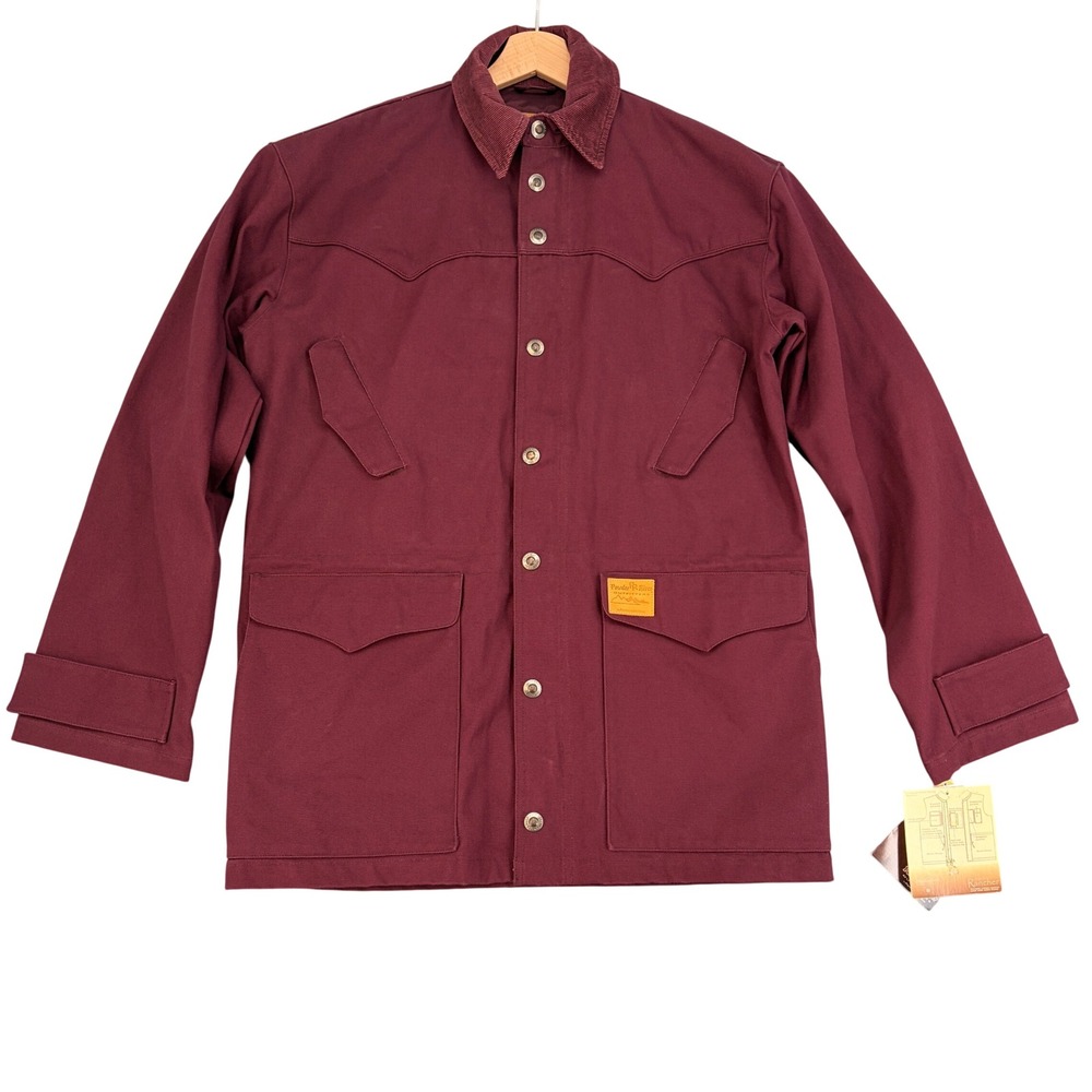 Powder River Outfitters The Rancher Western Canvas Chore Coat Burgundy Mens XXS